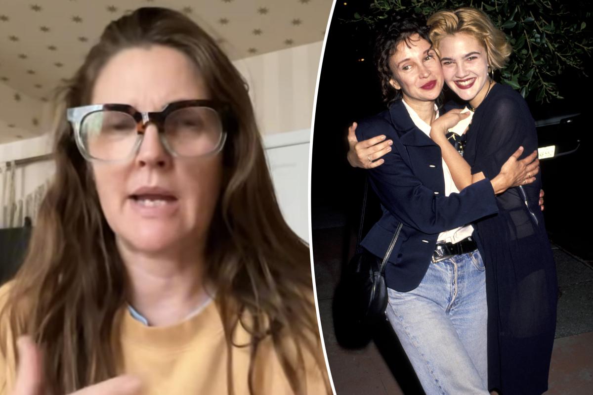 Featured image for Drew Barrymore clarifies controversial comments about her mother and growth.