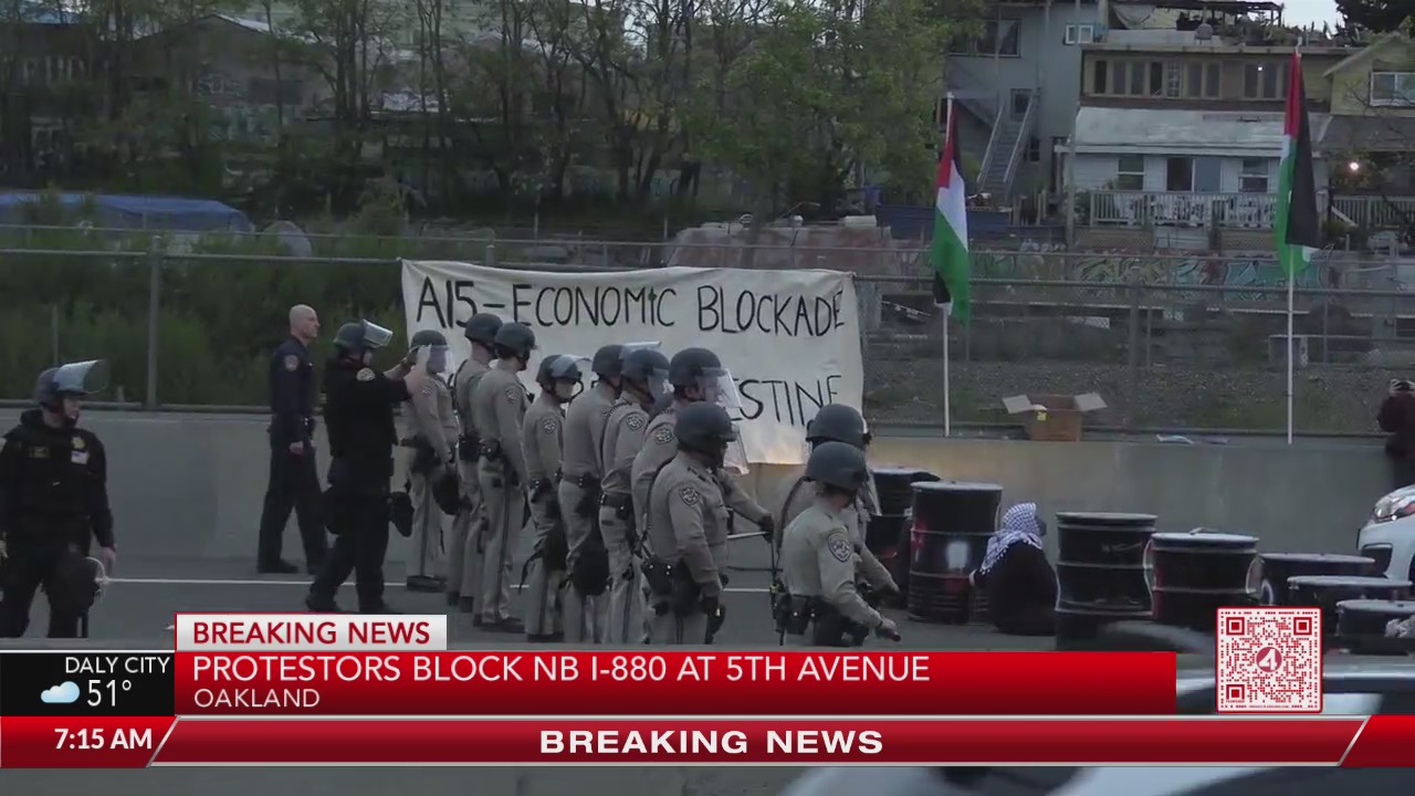 Featured image for "Pro-Palestinian Protesters Cause Major Traffic Disruption by Blocking I-880 in Oakland"