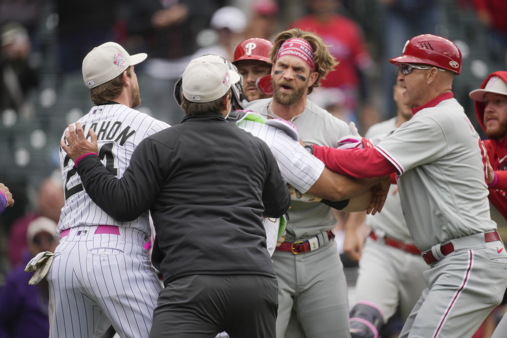 Featured image for Bryce Harper and Jake Bird Ejected in Phillies vs Rockies Game
