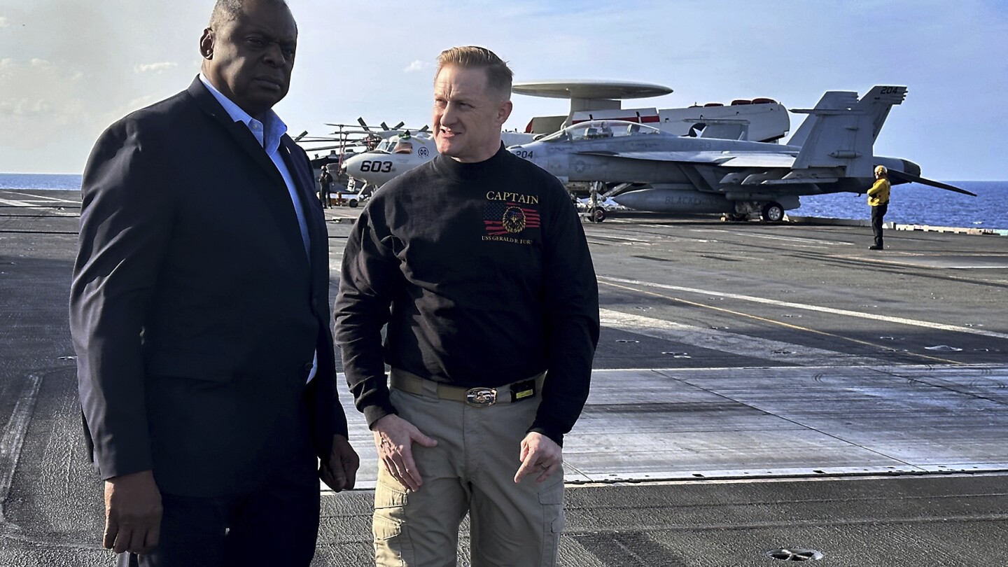 Featured image for "US Defense Secretary's Surprise Visit to USS Gerald R Ford: Strengthening Israel's Defense"