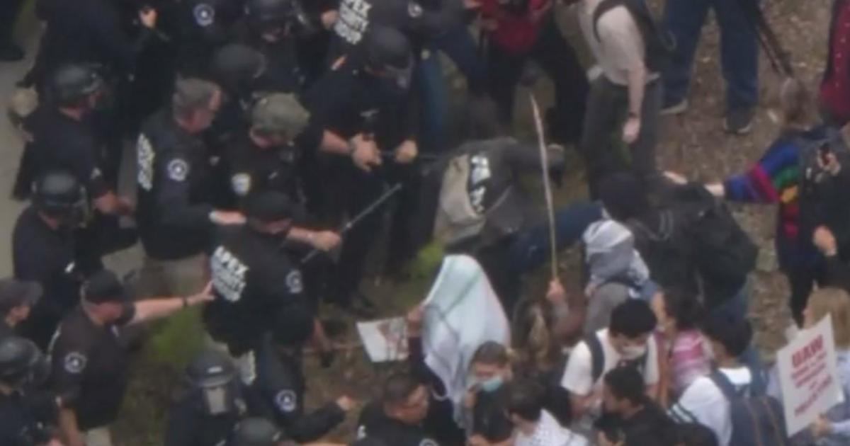 Featured image for UCLA Pro-Palestinian Protesters Clash with Police Amid Congressional Hearing