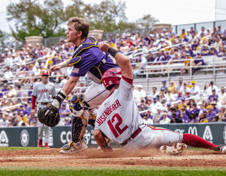 Featured image for Arkansas defeats LSU 5-4 in SEC Tournament.