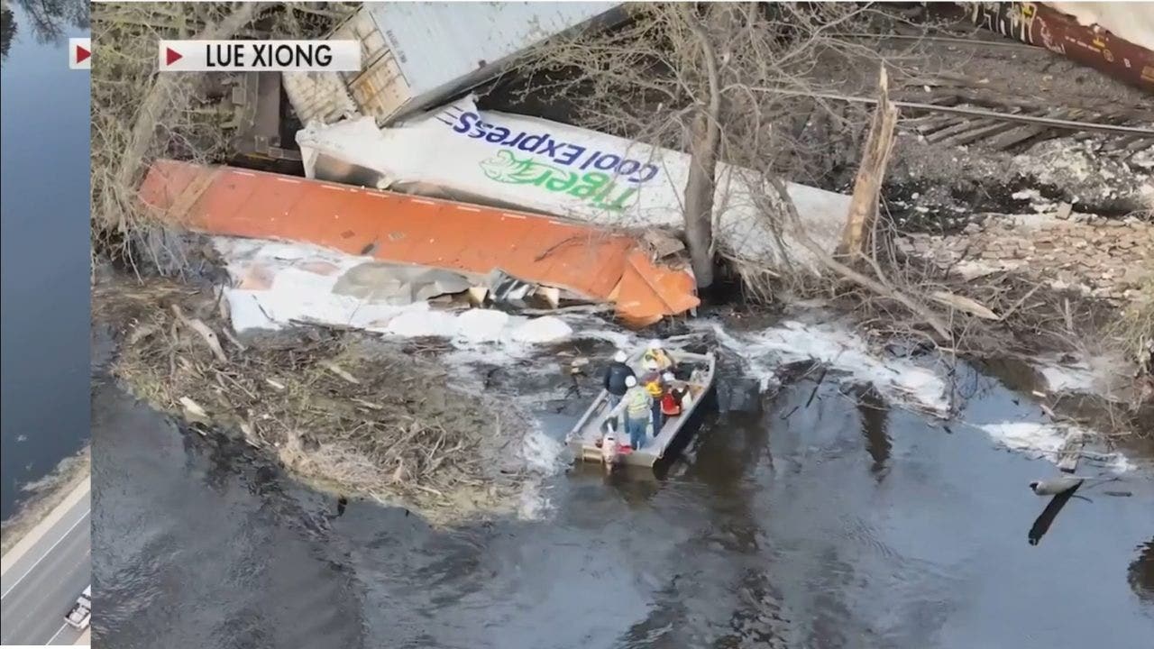 "Train Derailments in Wisconsin and Mississippi River Caught on Drone Video"