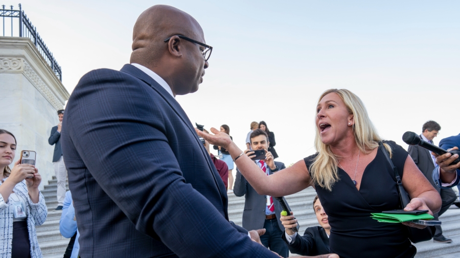 Congressional clash: Greene and Bowman's ongoing feud.