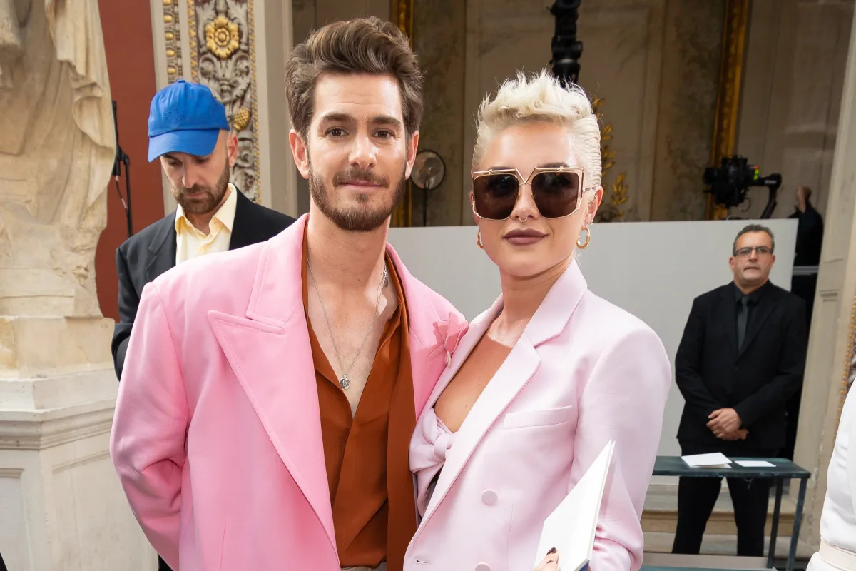 "Valentino's Pink Besties: Florence Pugh and Andrew Garfield Steal the Show at Spring 2024"