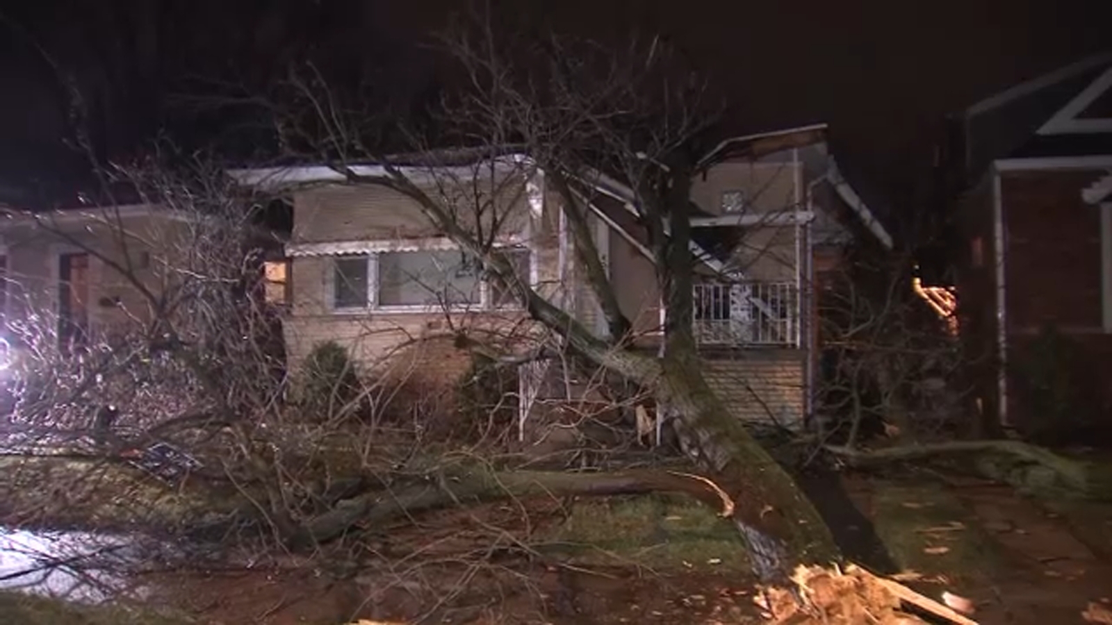Severe storms hit Chicago area with tornado warnings and damage reported.