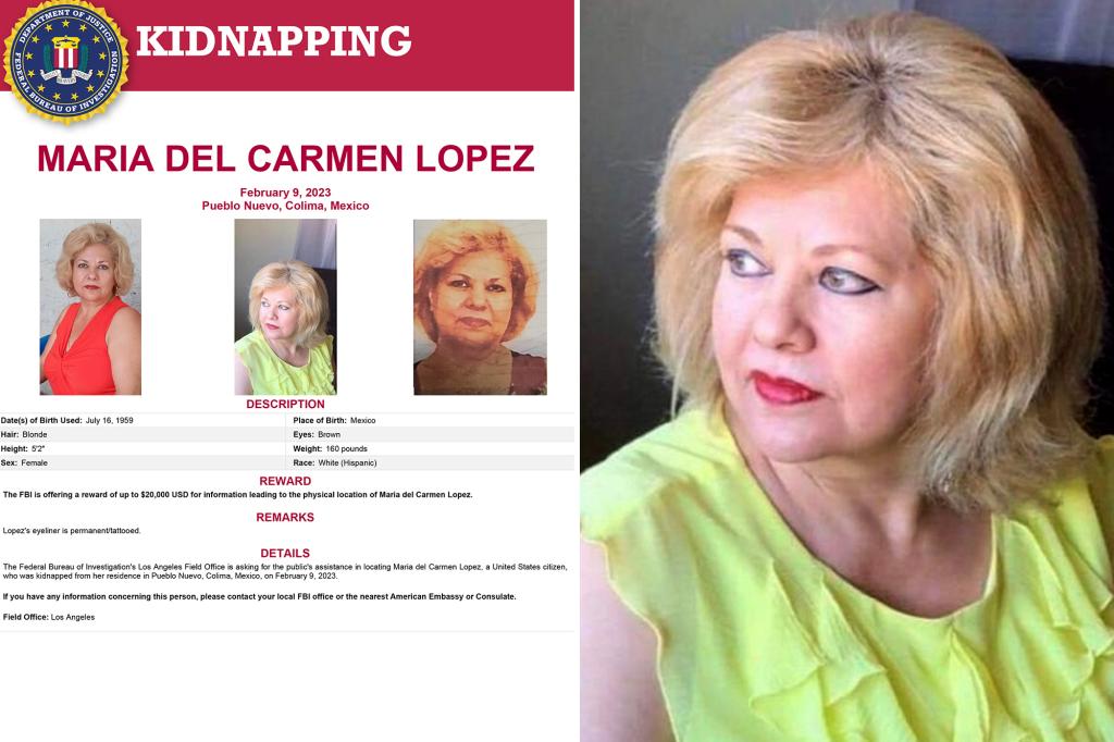 FBI offers $20K reward for info on US mom kidnapped from Mexico home.