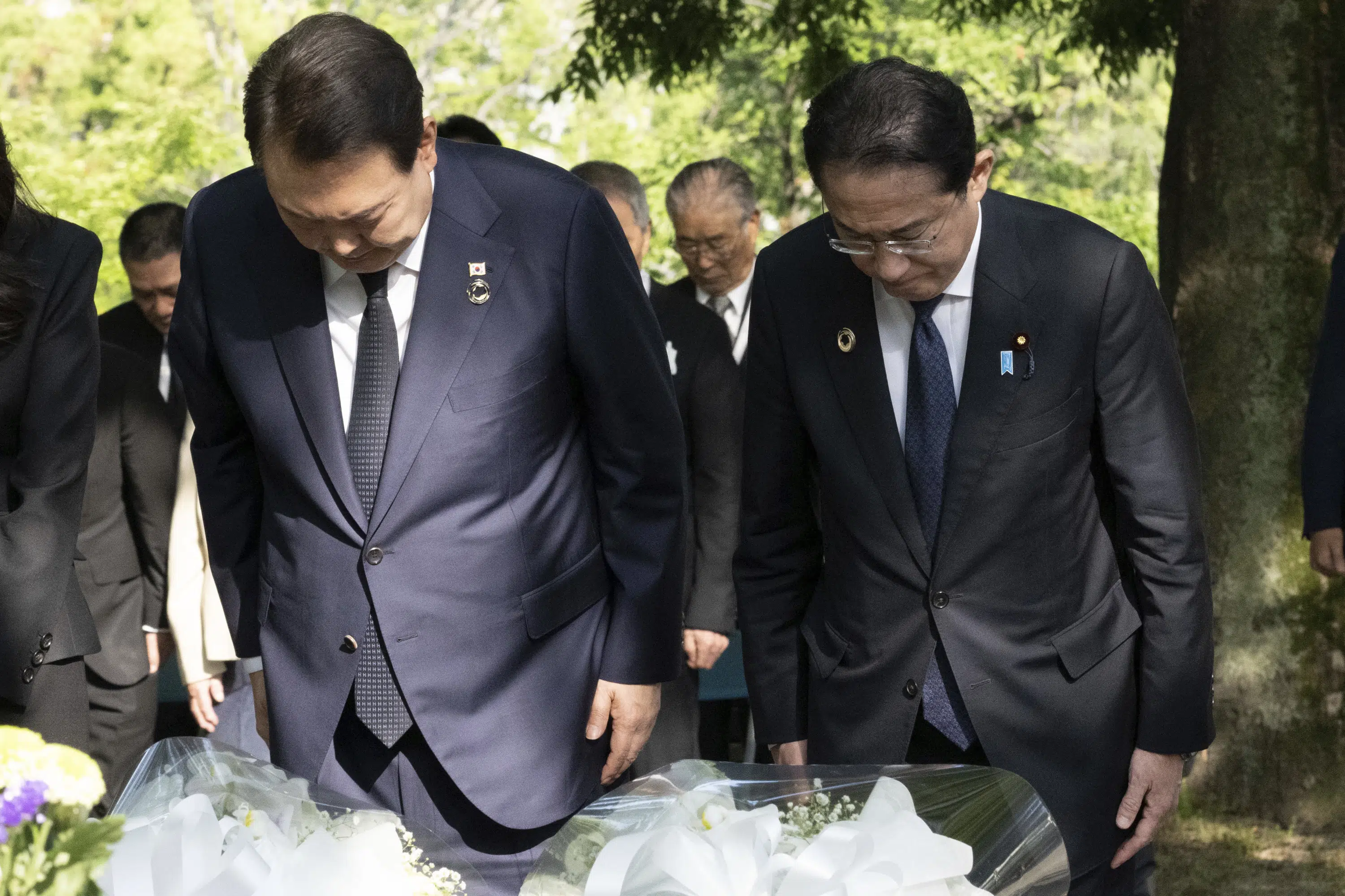 Japanese and South Korean Leaders Honor Korean Atomic Bomb Victims in Hiroshima Memorial.