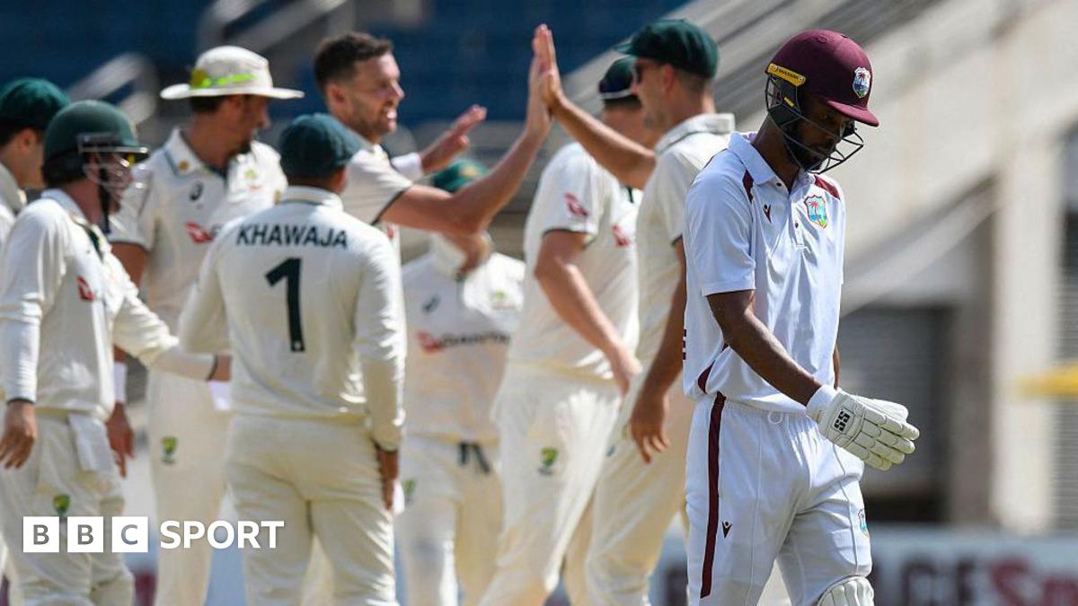 Featured image for West Indies suffer second-lowest Test score of 27 as Australia dominates