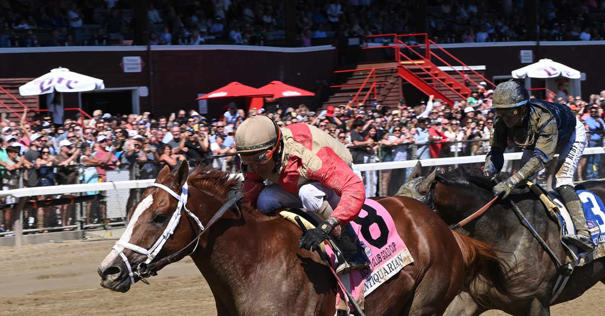 Featured image for Antiquarian Wins Jockey Club Gold Cup as Irad Ortiz Jr. Escapes Injury