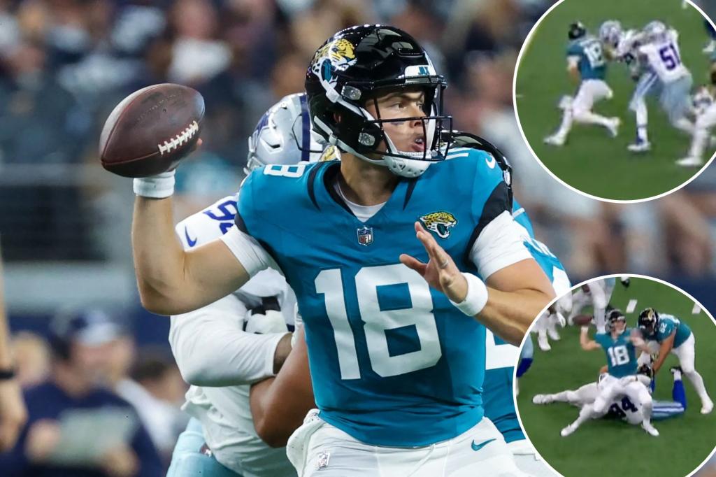 Featured image for Jaguars' QB Nathan Rourke's Incredible Touchdown Pass Highlights Cowboys Preseason Game