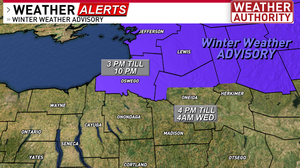 Mixed Wintry Weather Expected in Central New York and Southeast Michigan