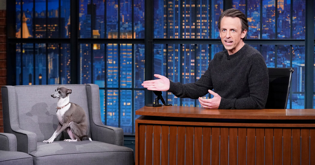 Featured image for Seth Meyers's Dog Frisbee Passes Away at 14
