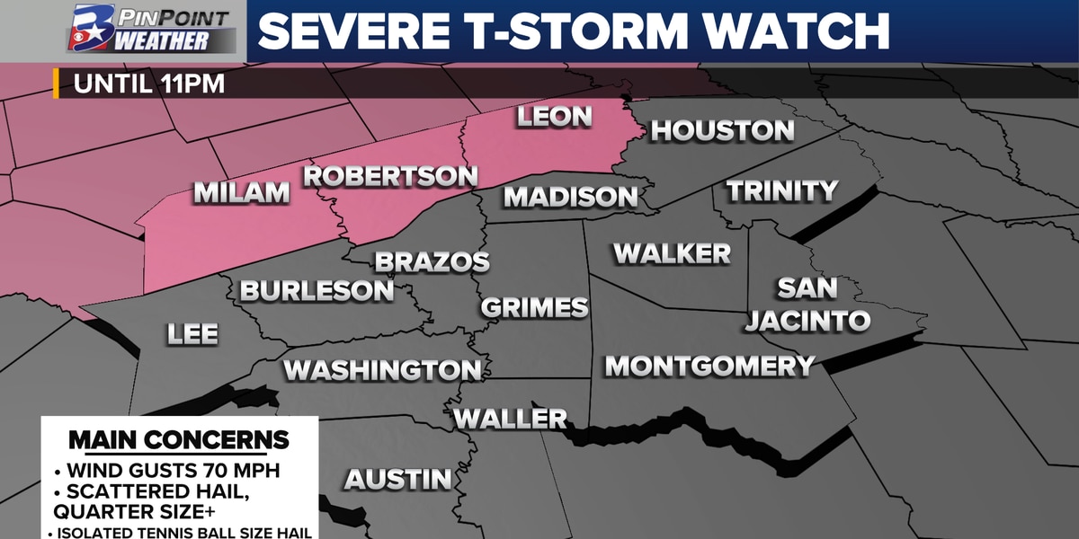 Featured image for Severe Thunderstorm Watch and First Alert Weather Day for Texas on Sunday