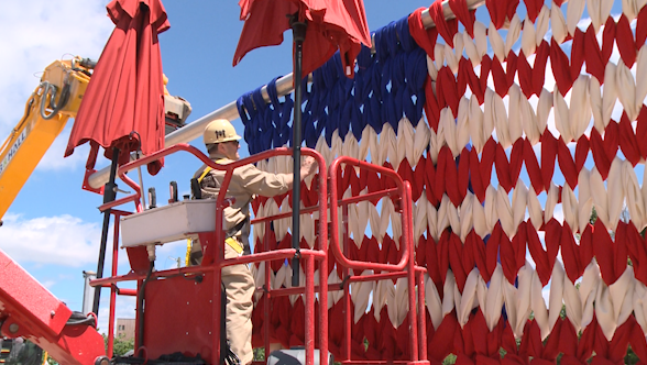Featured image for "Record-breaking Knitted American Flag Unveiled in Bentonville's Momentary"