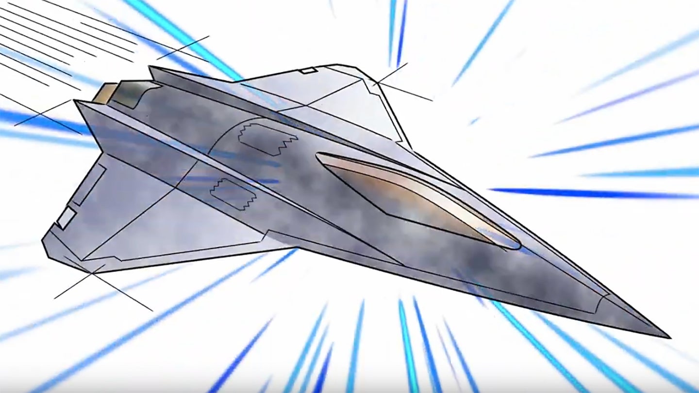 "Skunk Works Unveils Futuristic Tailless NGAD Fighter Design in Bold Ad"
