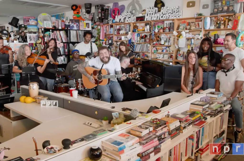 Featured image for Post Malone's Intimate Tiny Desk Performance: Watch Him Sing Hits Nervously