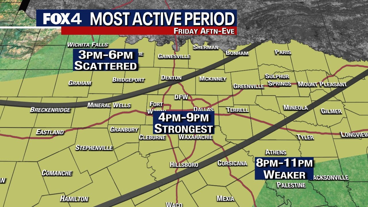 Severe storms and hail expected in Dallas and San Antonio areas on Friday.