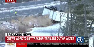 Featured image for "Crash Causes Closure of I-84 East in Ashford with Submerged Tractor Trailers"