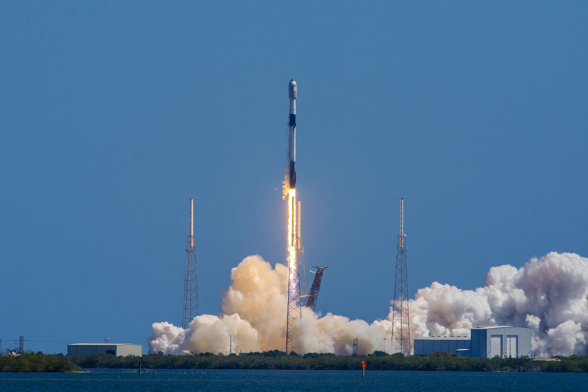 SpaceX successfully launches 56 Starlink satellites and lands rocket at sea.