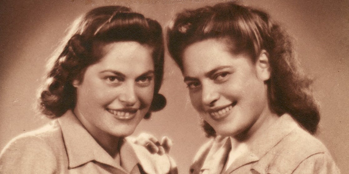 Identical twin sisters both victims of Nazi experiments.