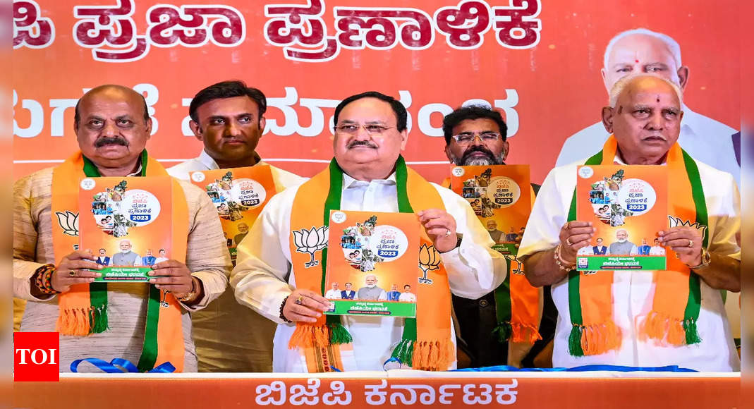 Featured image for "BJP's Karnataka manifesto promises UCC, NRC, and freebies for BPL families in high Hindutva campaign"