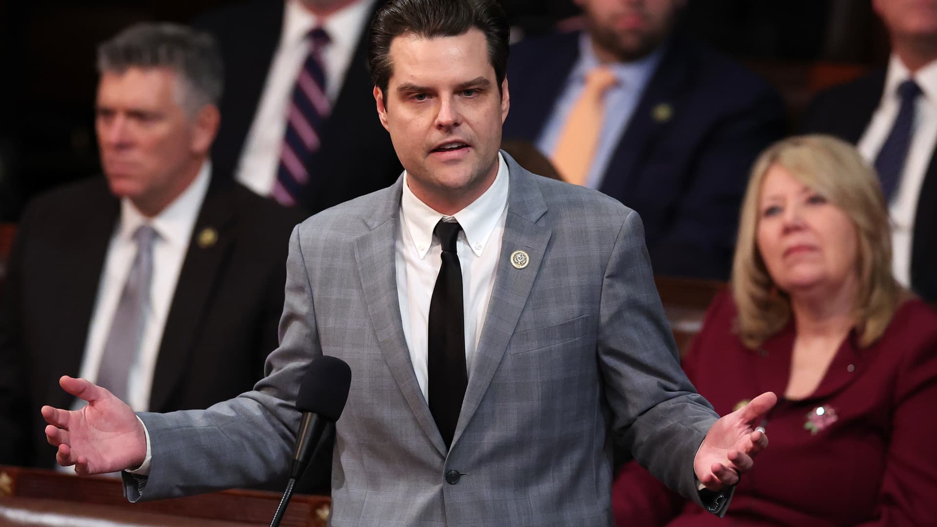 Woman arrested for throwing wine at Rep. Matt Gaetz at Florida food festival.