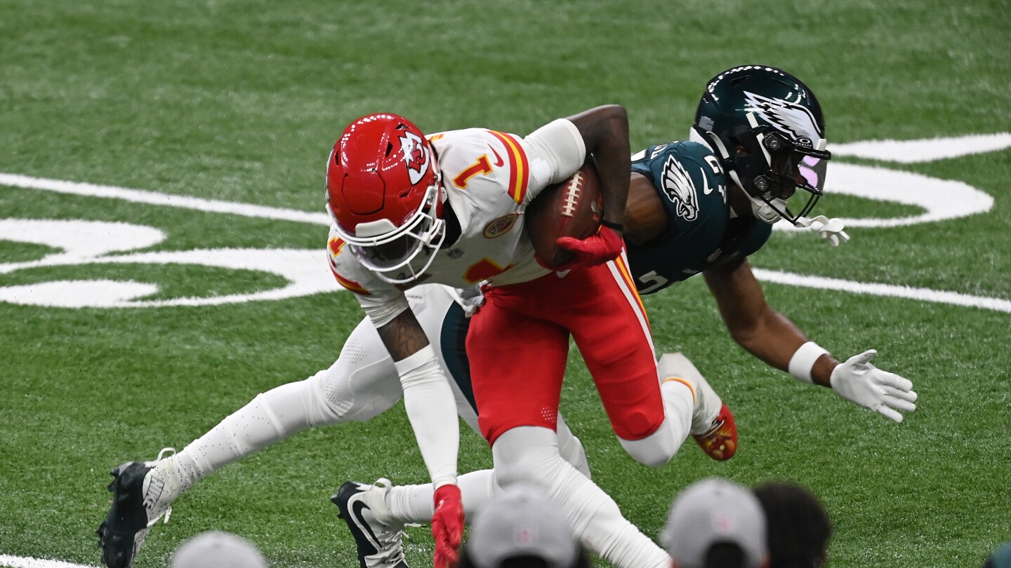 Chiefs' Xavier Worthy sidelined by shoulder injury for Eagles rematch