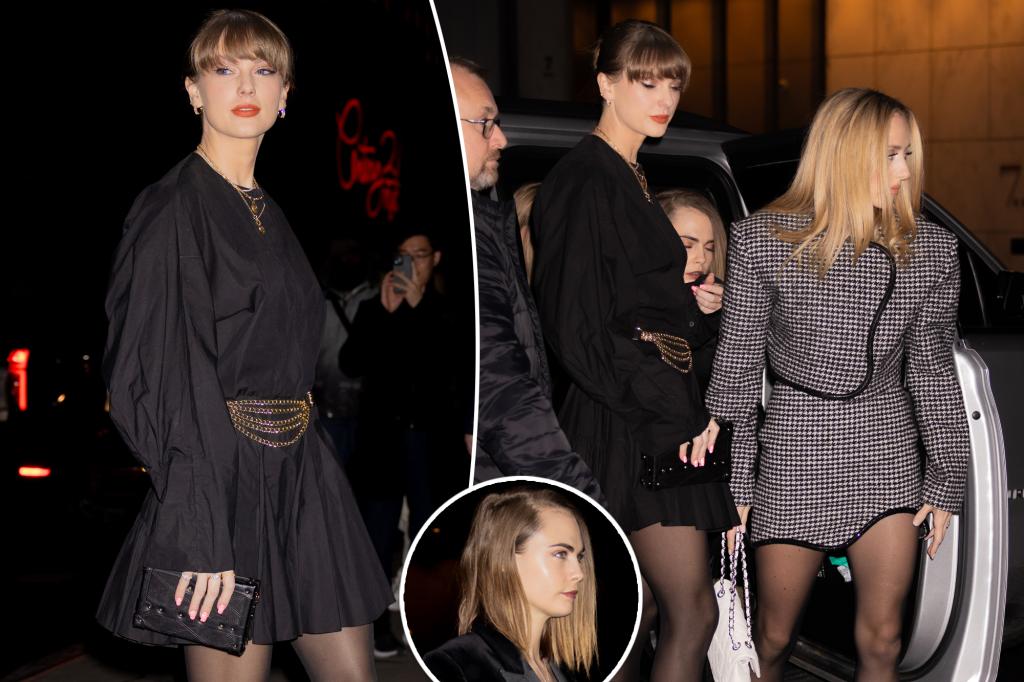 Featured image for "Taylor Swift, Cara Delevingne, and Brittany Mahomes Embrace 'Reputation' Era for Girls' Night Out"