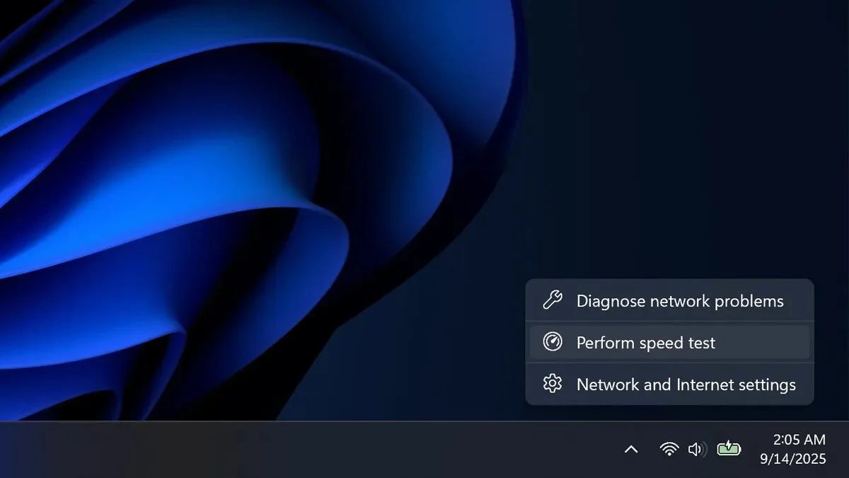Windows 11 Preview adds built-in network speed test from the taskbar