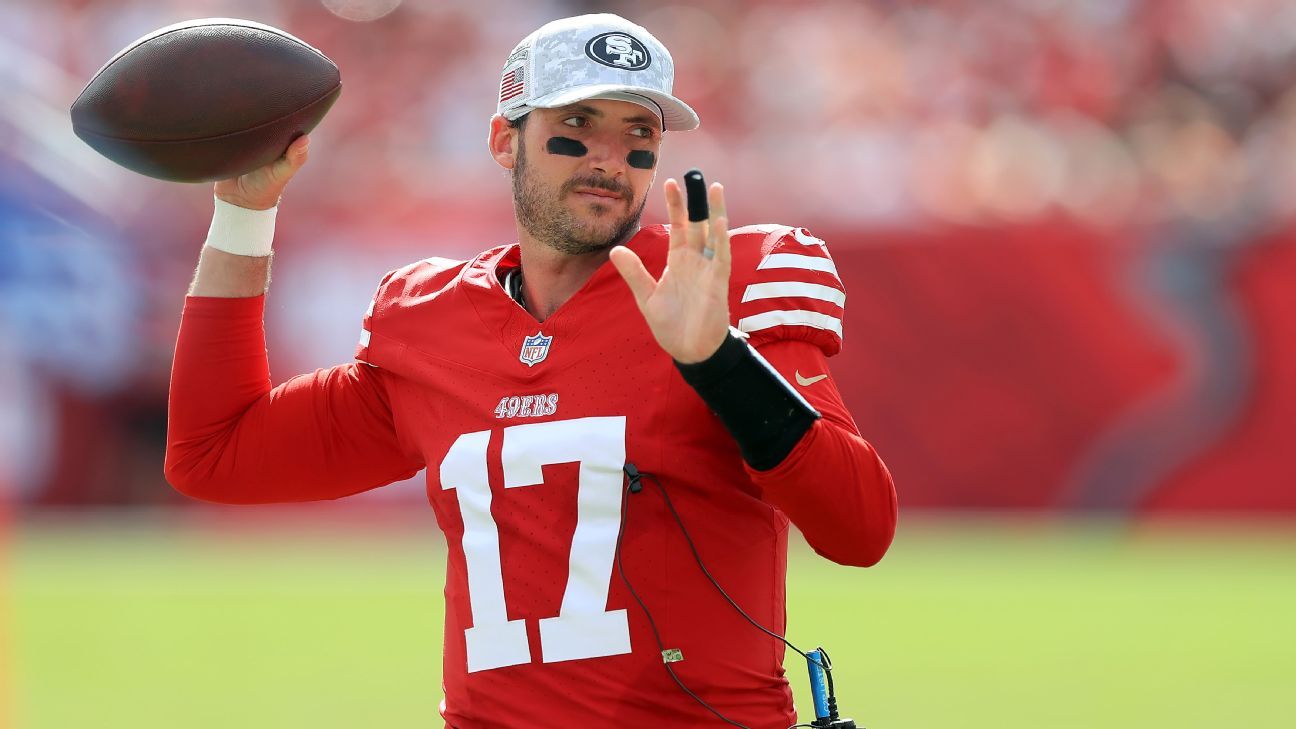 49ers' Brandon Allen to Start as Injured Purdy Sits Out Week 12