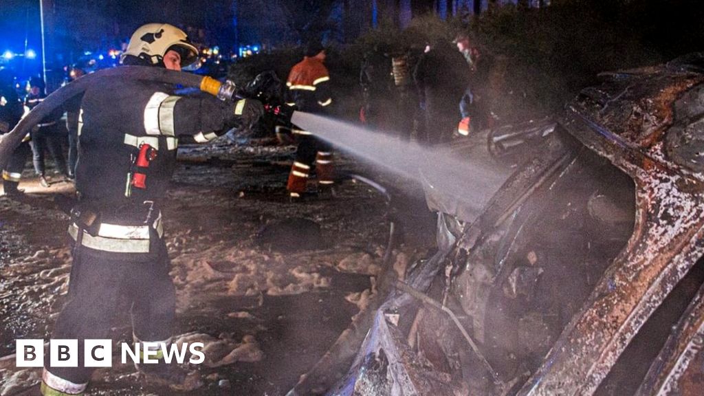 "Russian Missiles Strike Kharkiv Hotel in Ukraine"