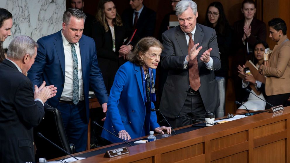 Feinstein returns to Senate to cast crucial votes for Biden nominees.