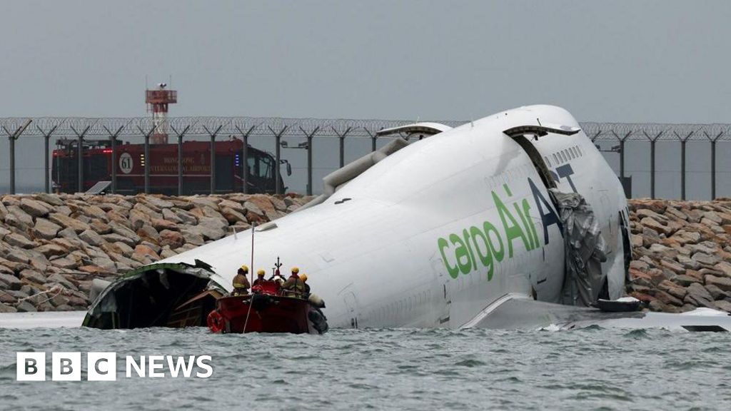 Featured image for Cargo Plane Skids Off Runway into Sea at Hong Kong Airport, Two Dead