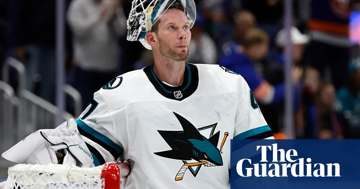 Sharks goalie James Reimer boycotts Pride warmup jersey.