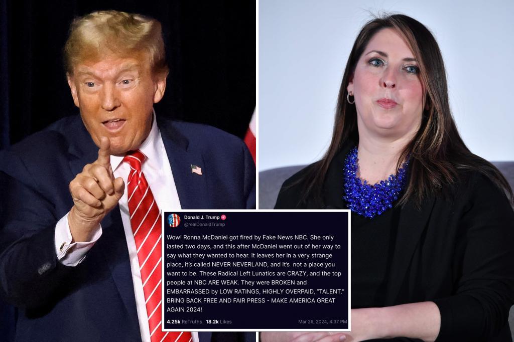 "Trump Mocks Ousted RNC Chair Ronna McDaniel Amid NBC Backlash"