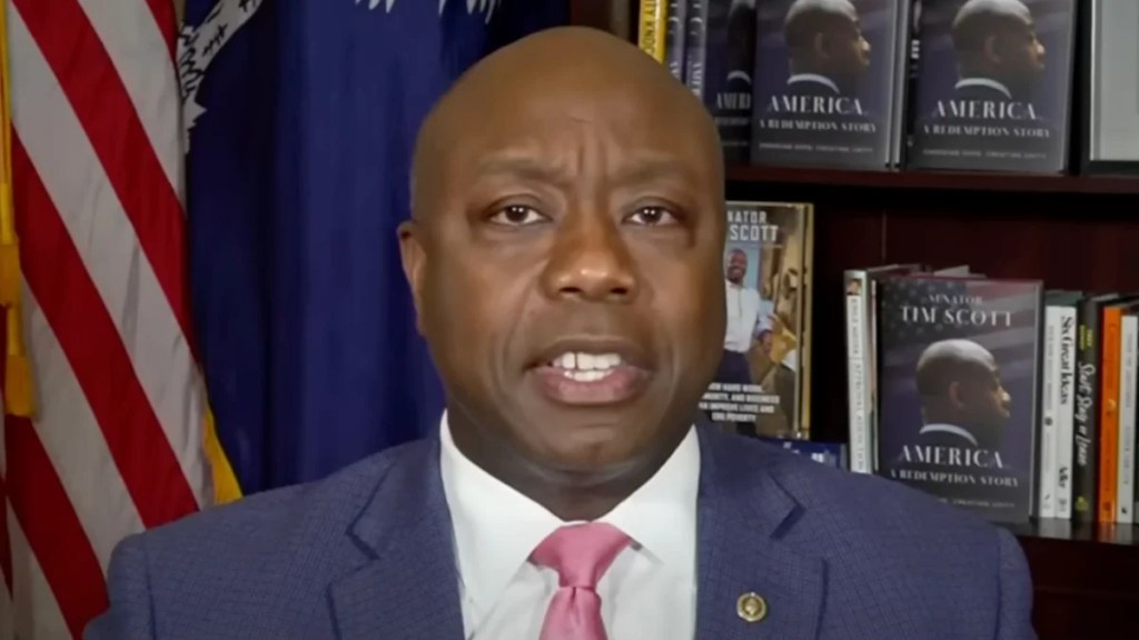 Featured image for "Tim Scott Confronts Criticism and Praises Trump's Impact on Minorities"