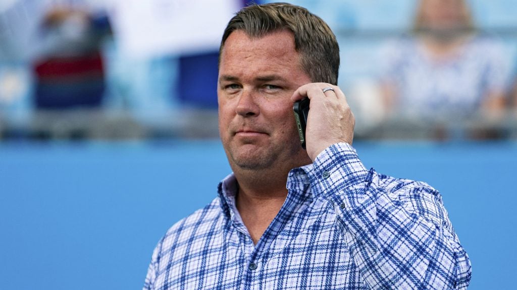 Featured image for Panthers GM hints at draft day trade-up for No. 1 pick.