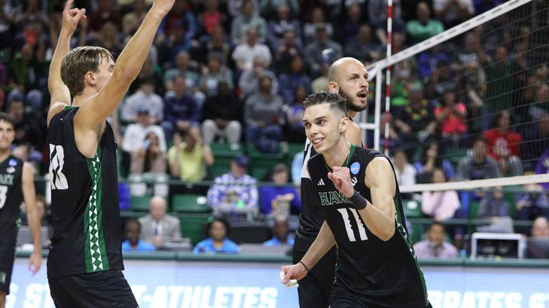 Featured image for Hawaii Men's Volleyball Defeats Penn State in NCAA Semifinals Thriller.