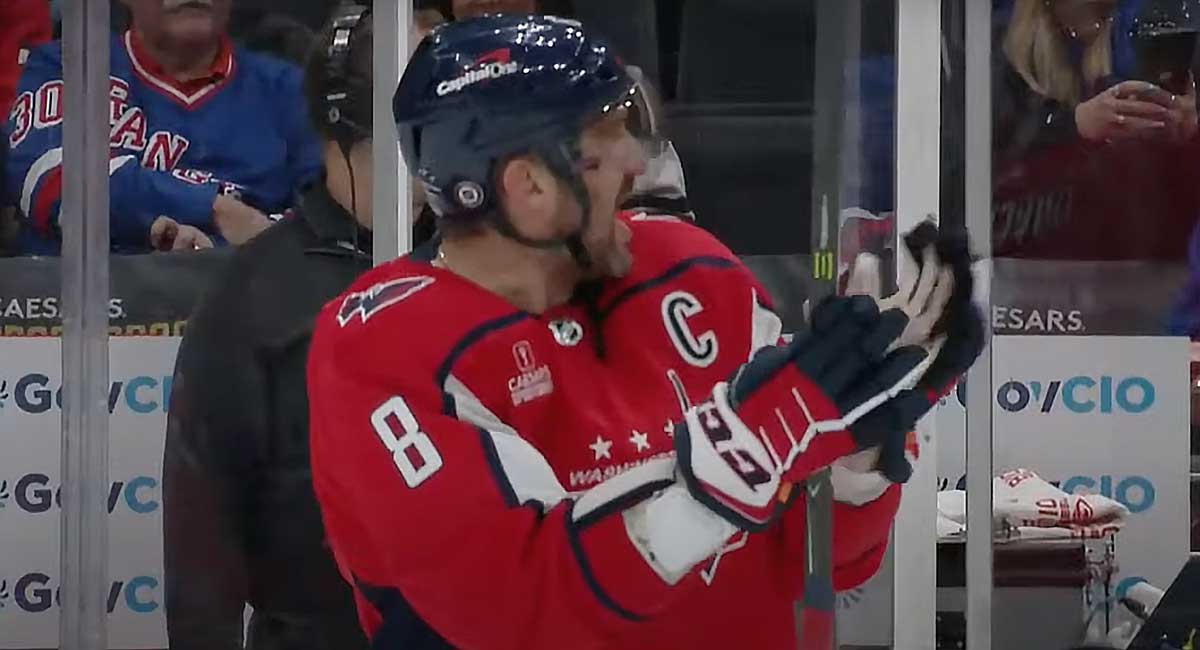 Featured image for Alex Ovechkin's Sarcastic Applause After Ejection in Rangers-Capitals Game.