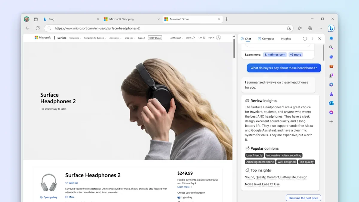 "Microsoft enhances Bing and Edge with AI shopping tools for personalized buying guides"