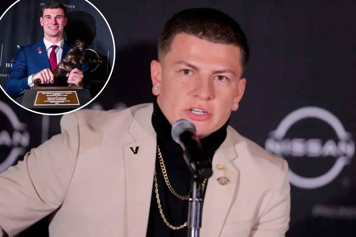 Featured image for Vanderbilt's Diego Pavia apologizes for Heisman reaction after Fernando Mendoza's win