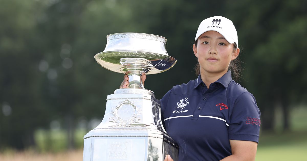 Featured image for Ruoning Yin secures emotional victory at 2023 KPMG Women's PGA Championship.