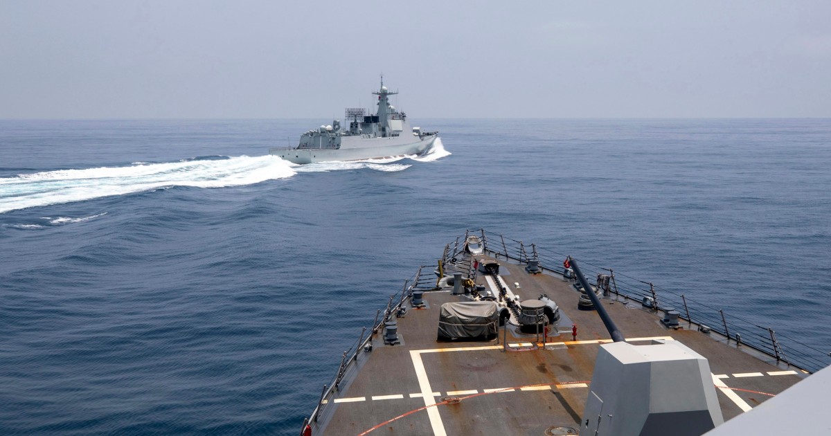 Tensions rise as US and Chinese warships narrowly avoid collision in Taiwan Strait.