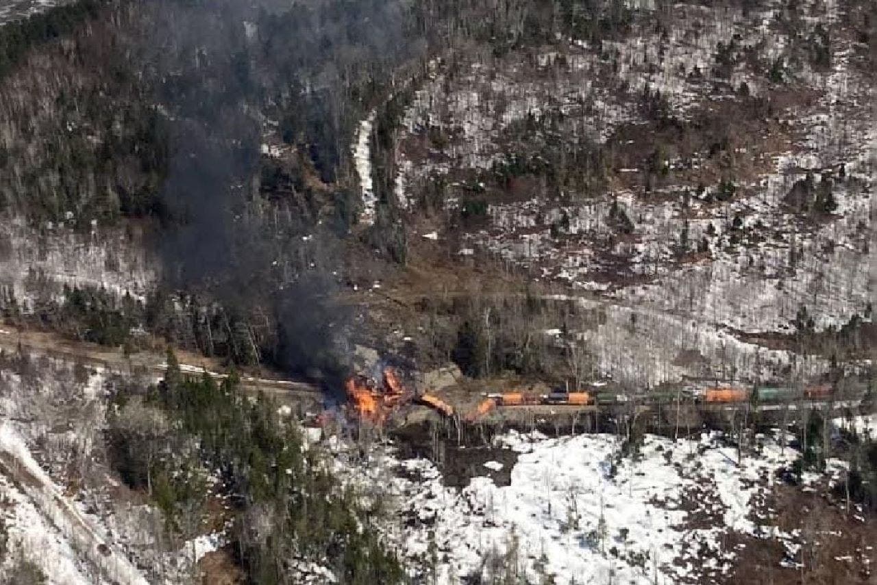 "Fiery Train Derailment in Maine: Crew's Escape Hailed as 'Absolute Miracle'"