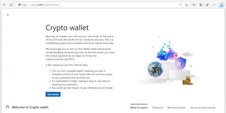 Featured image for Microsoft Edge to Integrate Built-In Crypto Wallet and NFT Support
