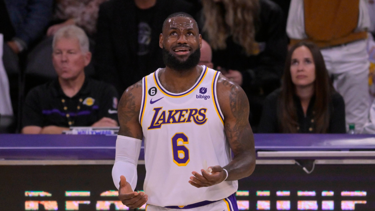 LeBron James collides with ref Scott Foster in Game 3 of NBA playoffs.