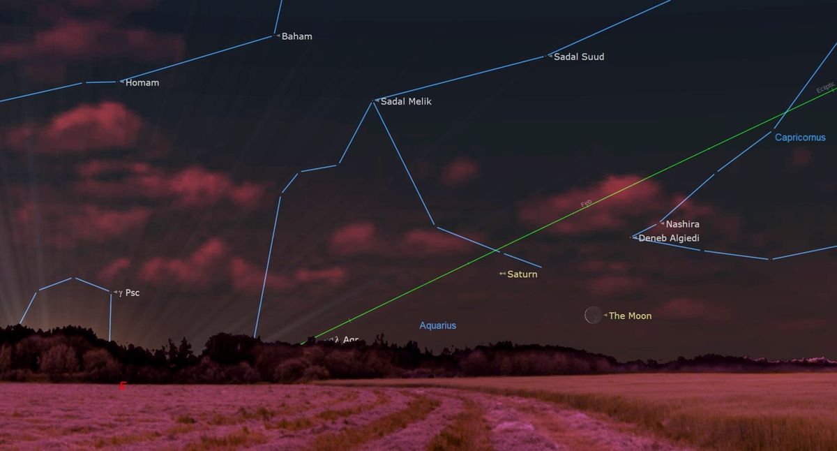 Moon and Saturn Conjunction in Pre-Dawn Sky Tonight