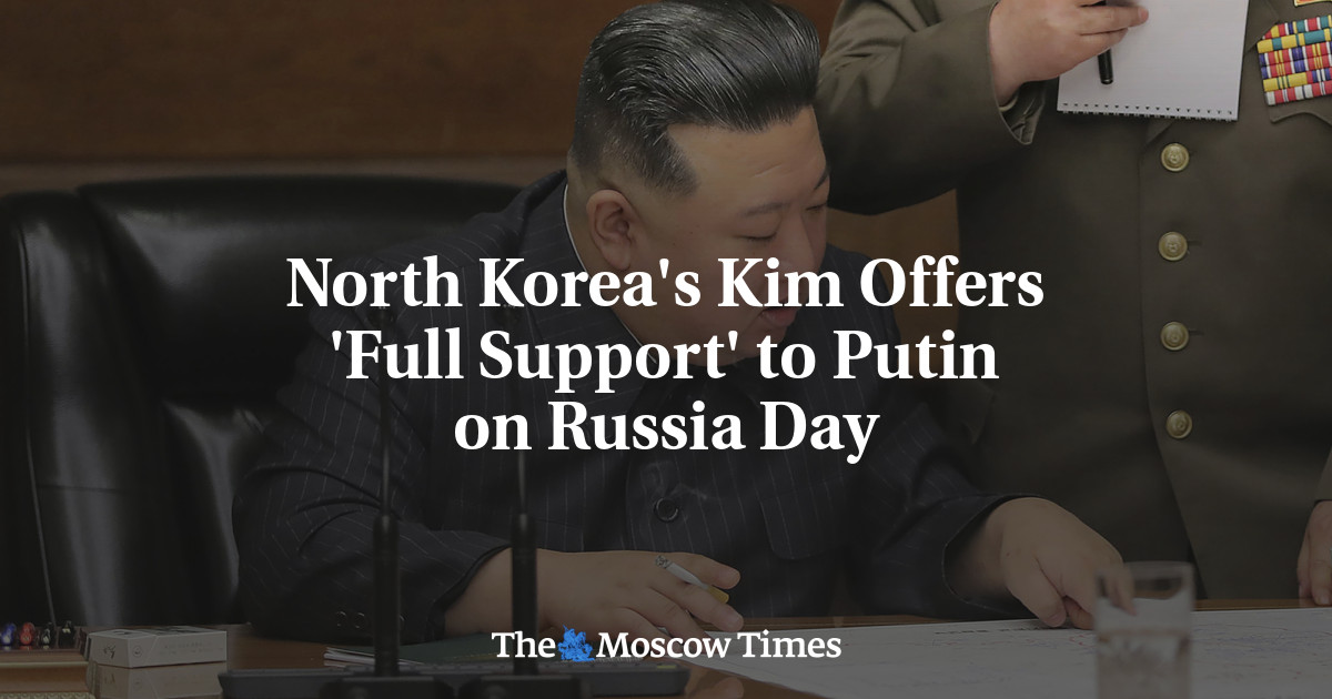 Kim Jong Un pledges support to Putin on Russia Day.